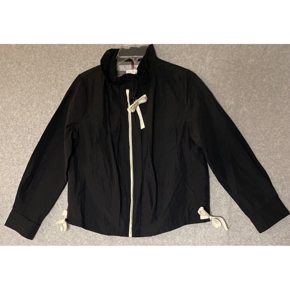 Joh Apparel Jessica Jacket Womens XS Zip Up Black Bow Ruffle Collar Plaid Lining - Picture 1 of 10